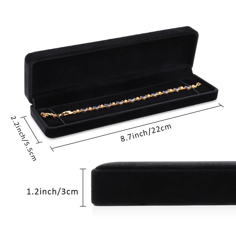 iSuperb Set of 2 Velvet Necklace Box Long Bracelet Box Display Chain Jewelry Box Case 8.7x1.6x2inch for Necklace Storage Gift Box - Image 4